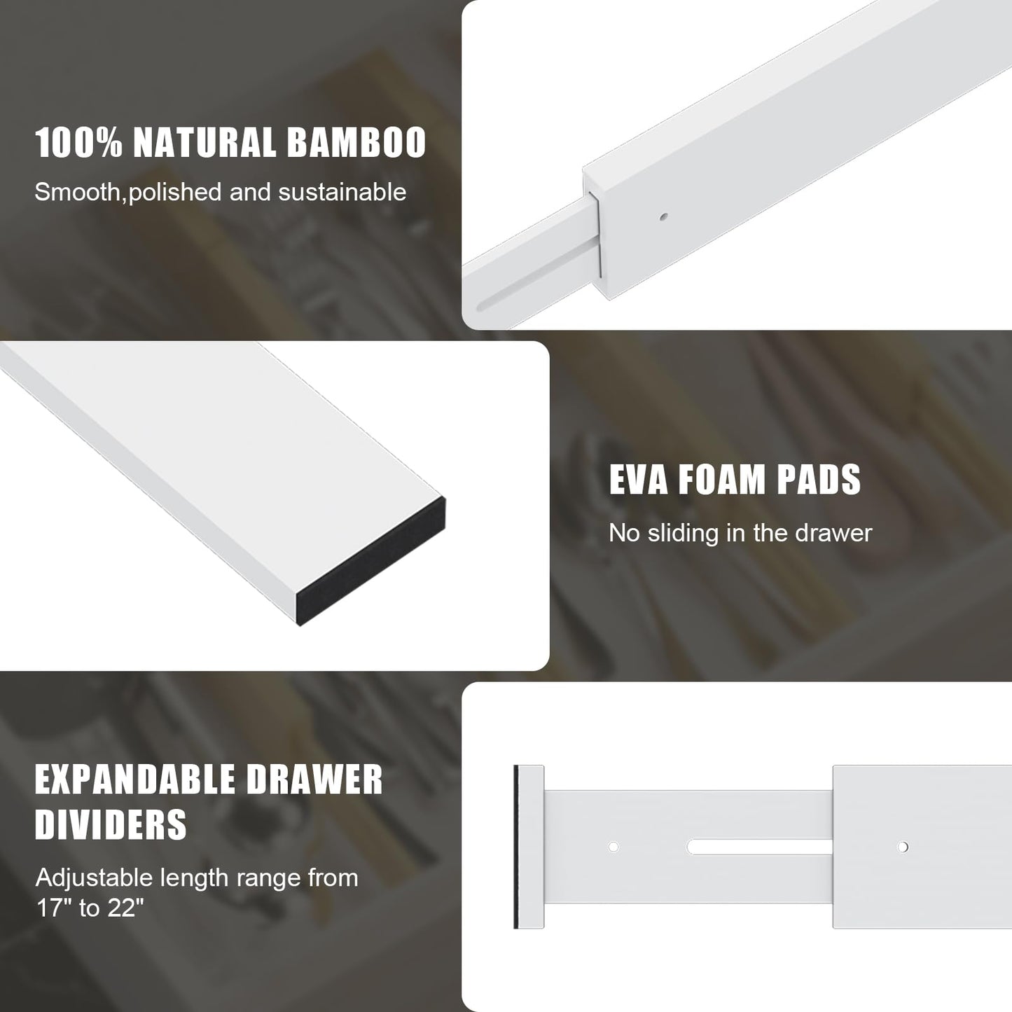 Expandable Bamboo Drawer Dividers