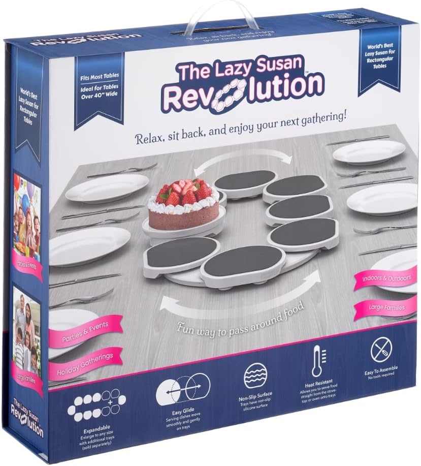 **"Revolutionary Dark Gray Lazy Susan: The Patented Expandable Turntable for Effortless Dining and Entertaining!"**