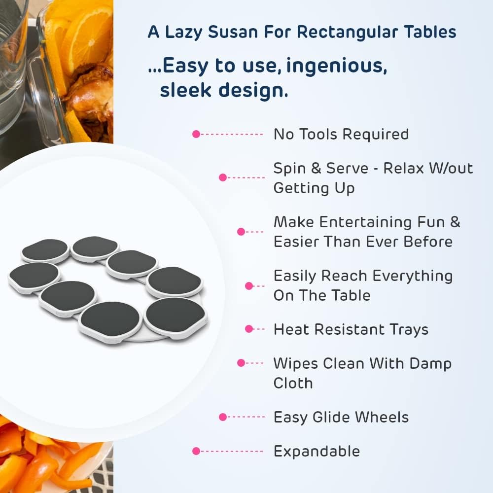 **"Revolutionary Dark Gray Lazy Susan: The Patented Expandable Turntable for Effortless Dining and Entertaining!"**