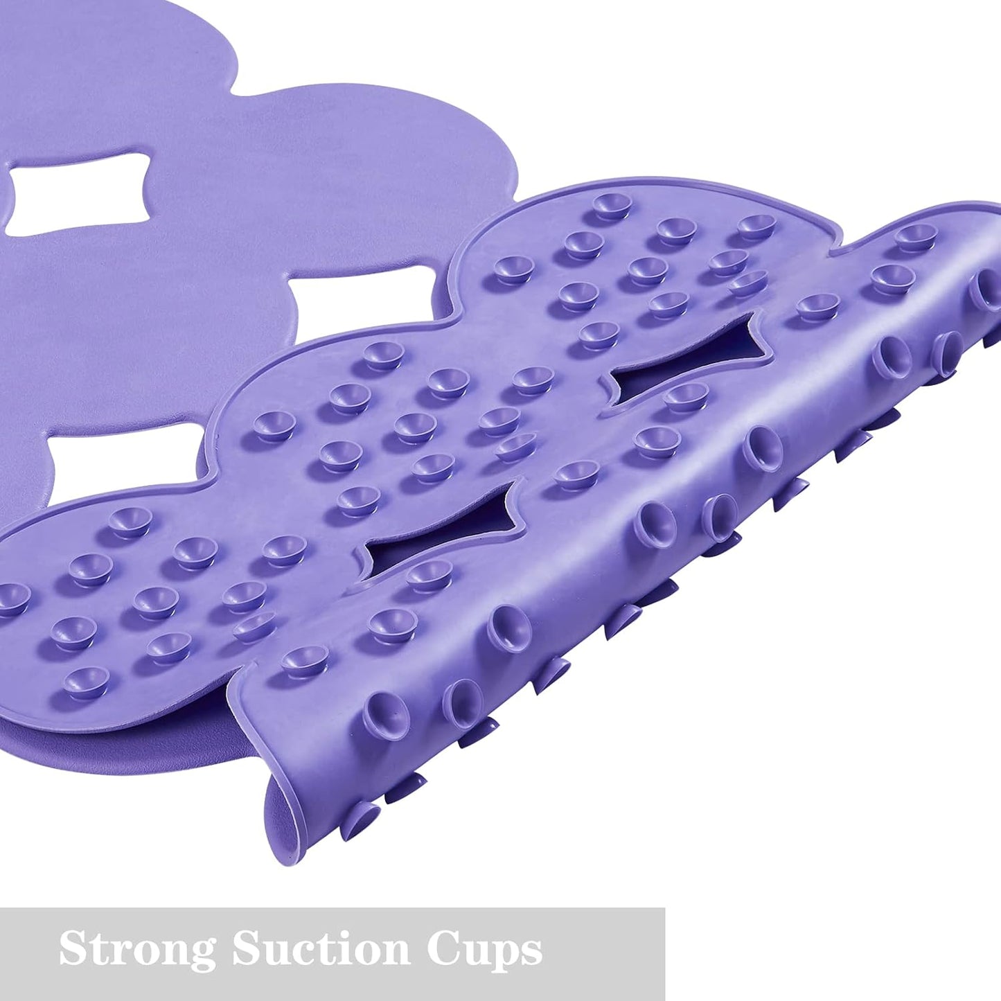 Non-Slip Bathtub Mat with Suction Cups – Soft Rubber Circle Mat in Purple (28x16 Inch)