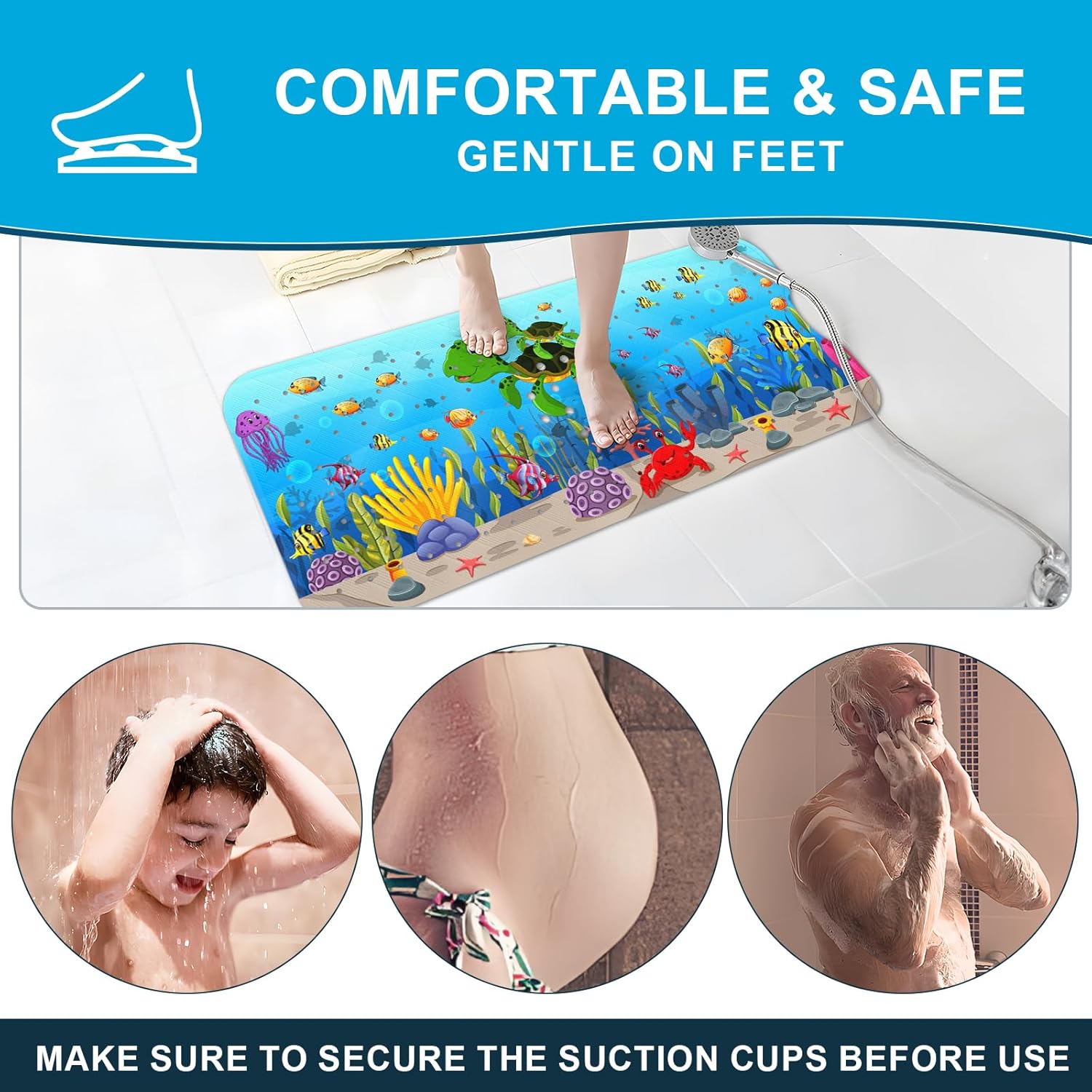 Cartoon Bath Mat: Non-Slip & Machine Washable, 40*16 Inch