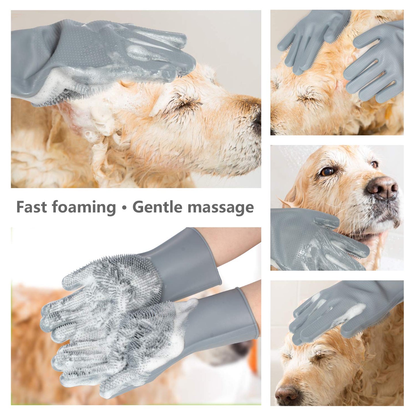 Pet Grooming Gloves – Enhanced Five Finger Massage Mitt for Dogs, Cats & More