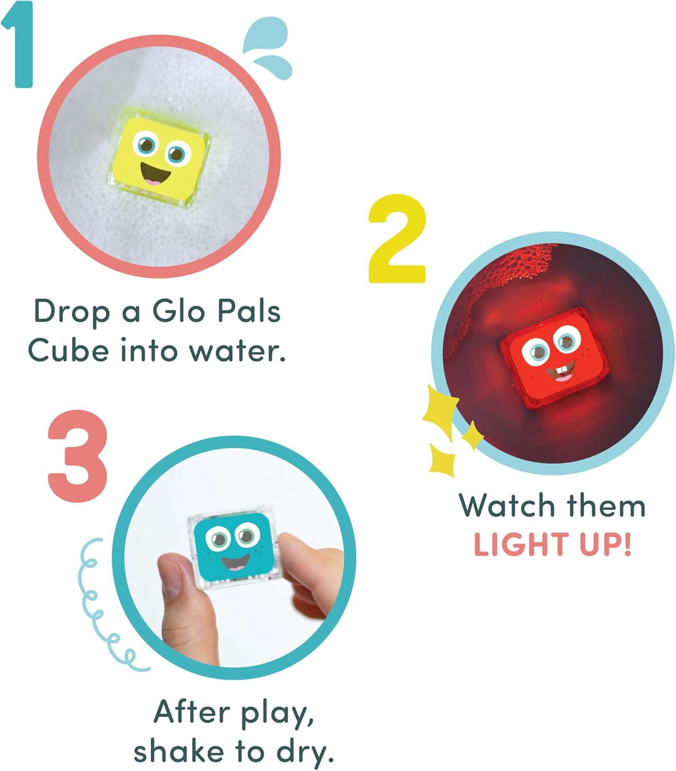 Water-Activated Light-Up Cubes Bundle for Sensory Play (Primary Pals – Yellow, Red + Blue)