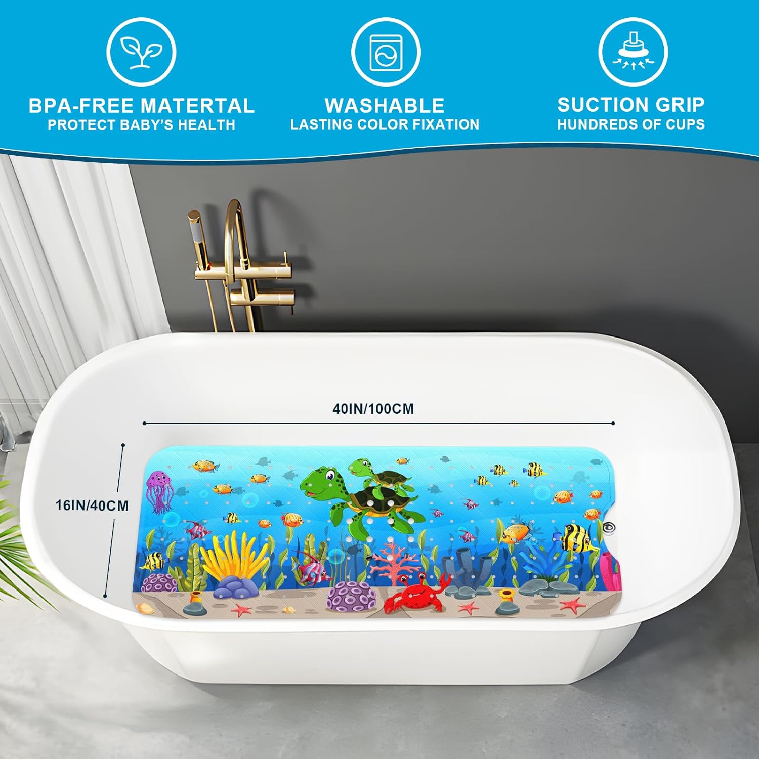 Cartoon Bath Mat: Non-Slip & Machine Washable, 40*16 Inch