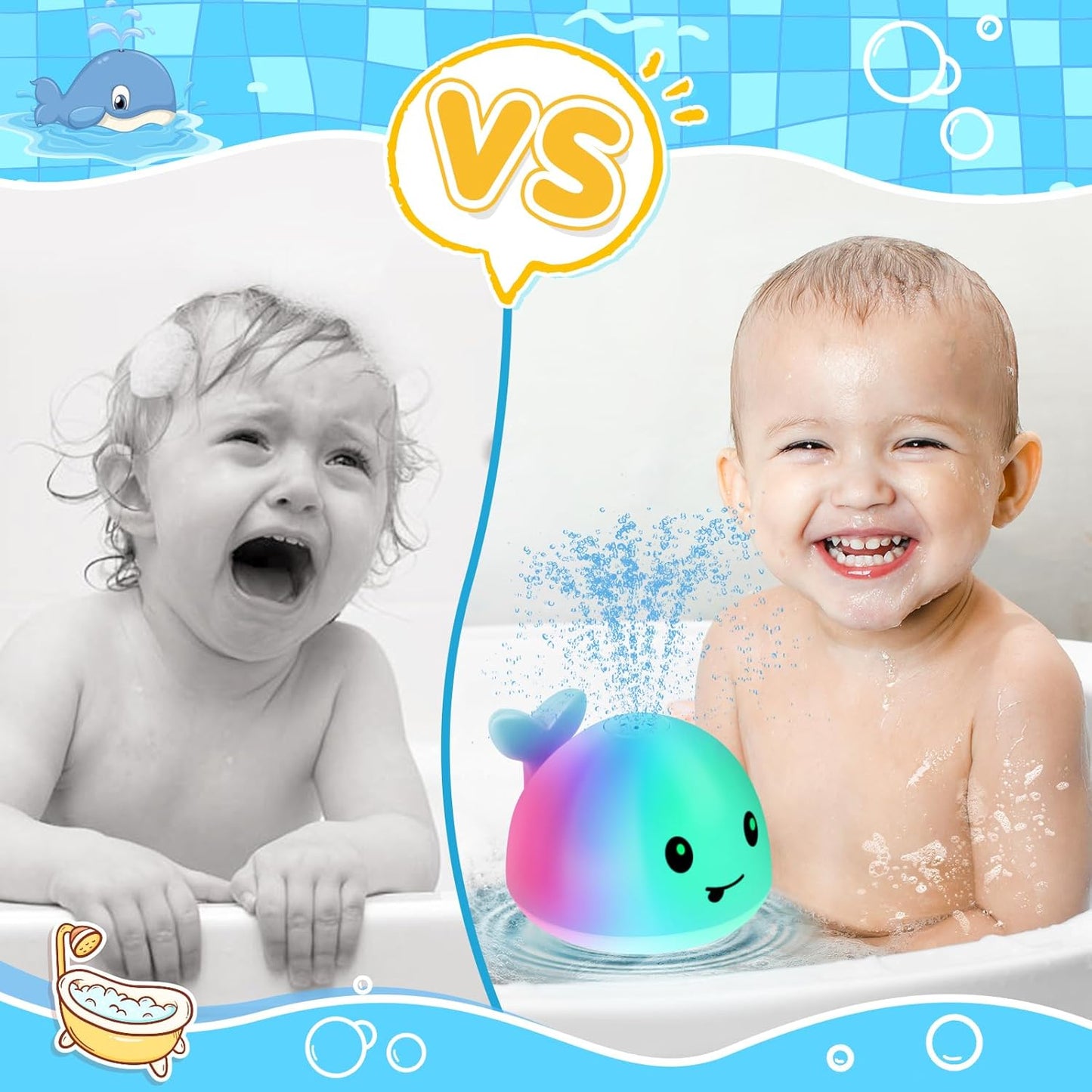 **"2024 Whale Bath Toy Sprinkler: Light-Up Fun for Babies 6-12 Months – Perfect Water Toy for Toddlers and Newborn Gifts!"**