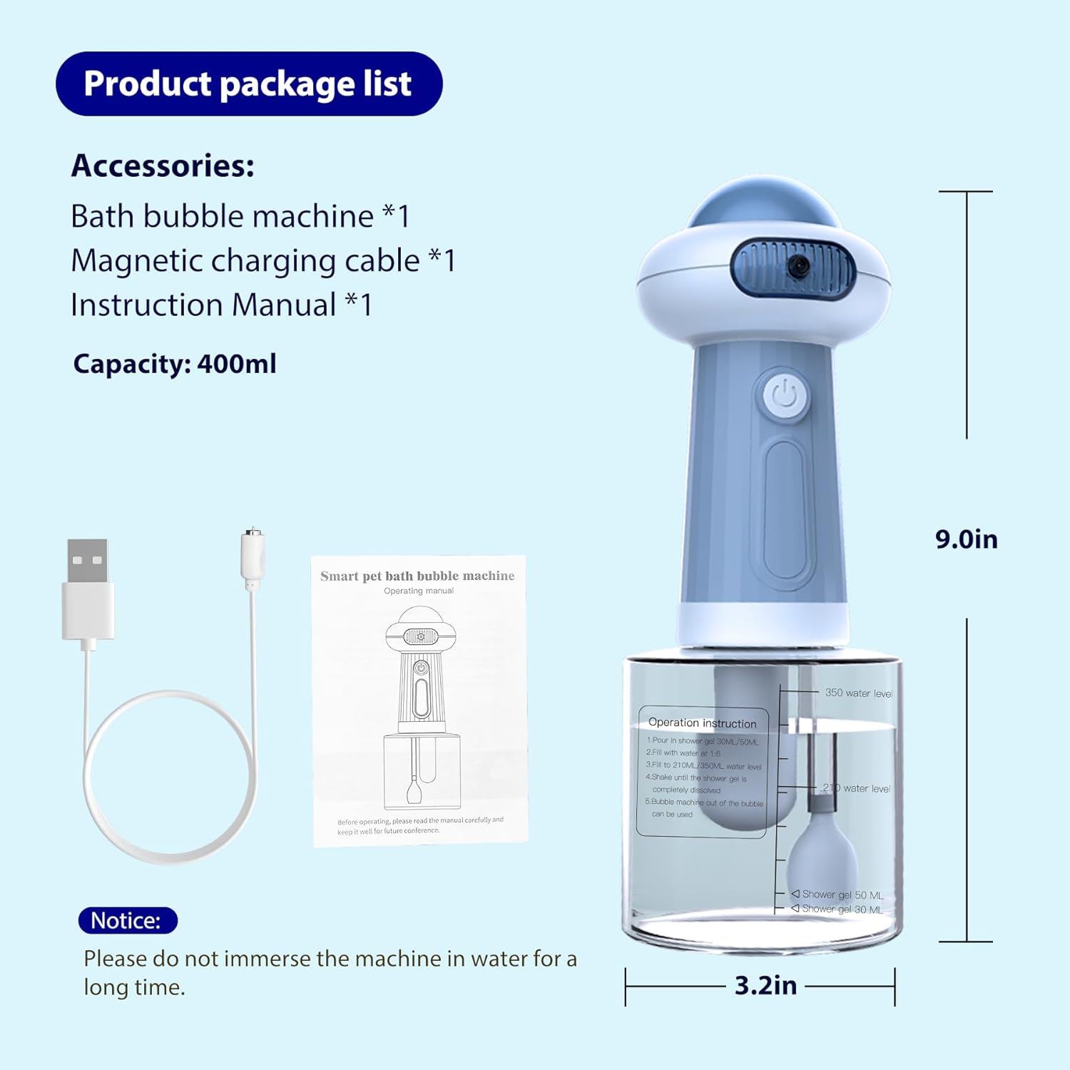 Upgraded Waterproof Electric Dog Shower – Automatic Soap Dispenser & Bubble Machine