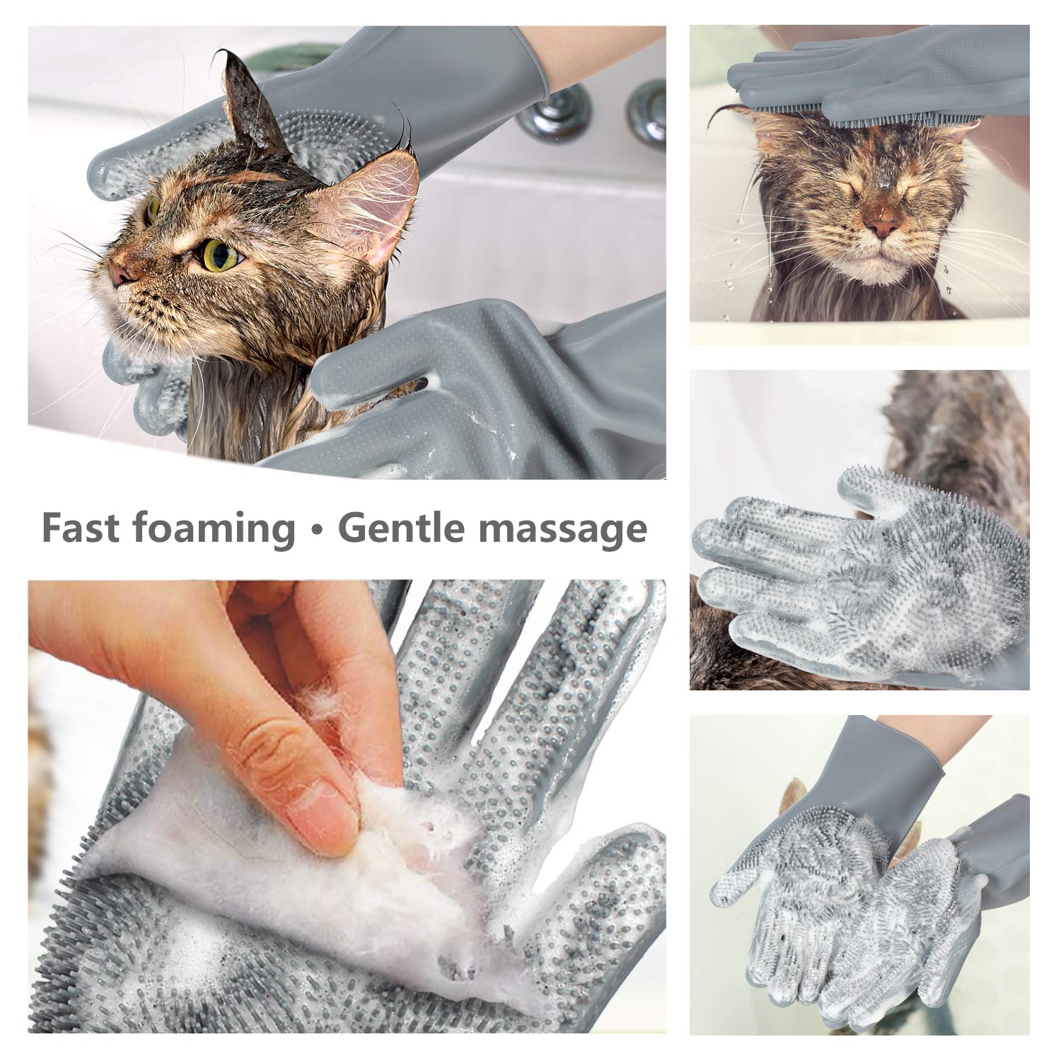 Pet Grooming Gloves – Enhanced Five Finger Massage Mitt for Dogs, Cats & More