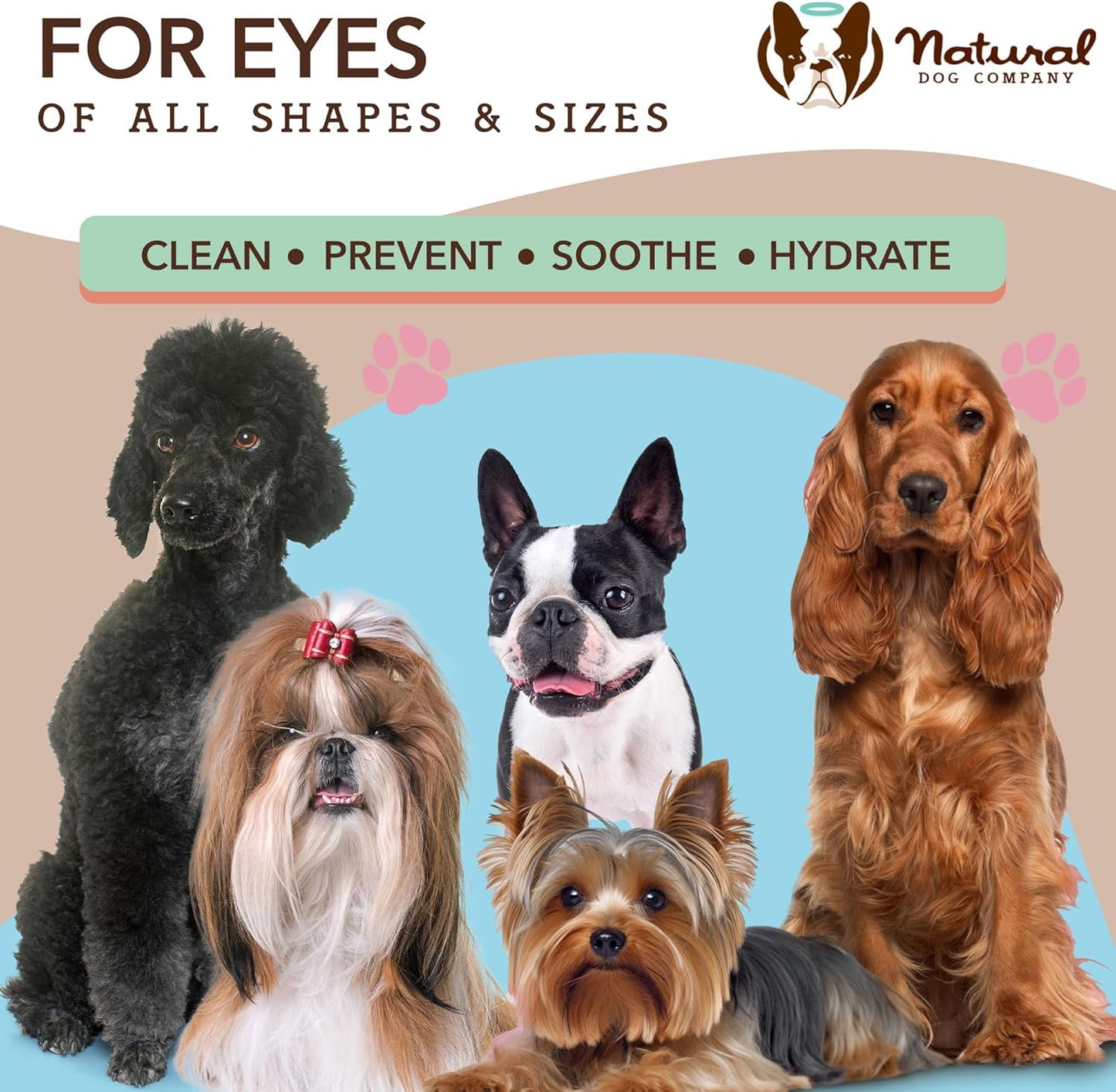 Natural Dog Eye Wipes – 50 Count Soothing Tear Stain Remover with Green Tea & Goldenseal