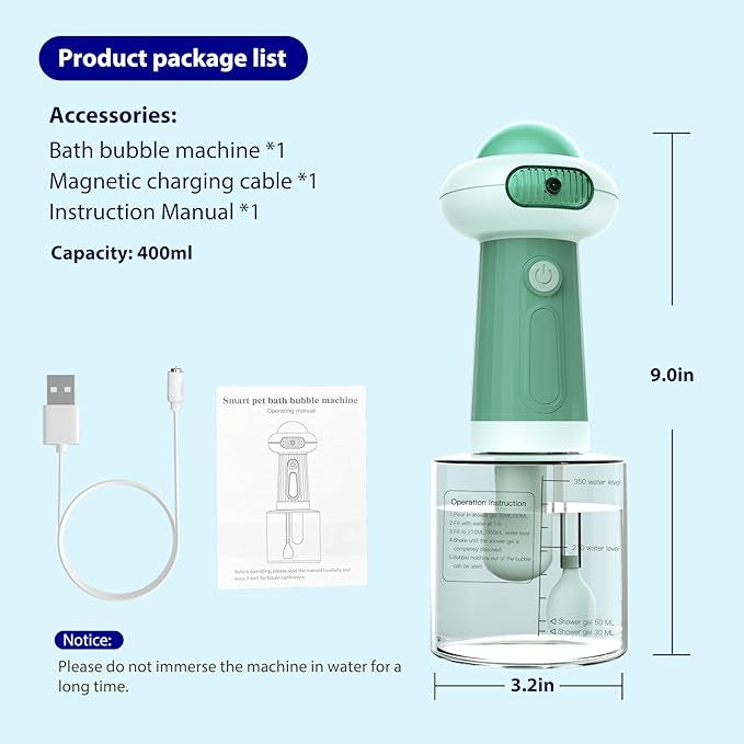 Upgraded Waterproof Electric Dog Shower – Automatic Soap Dispenser & Bubble Machine