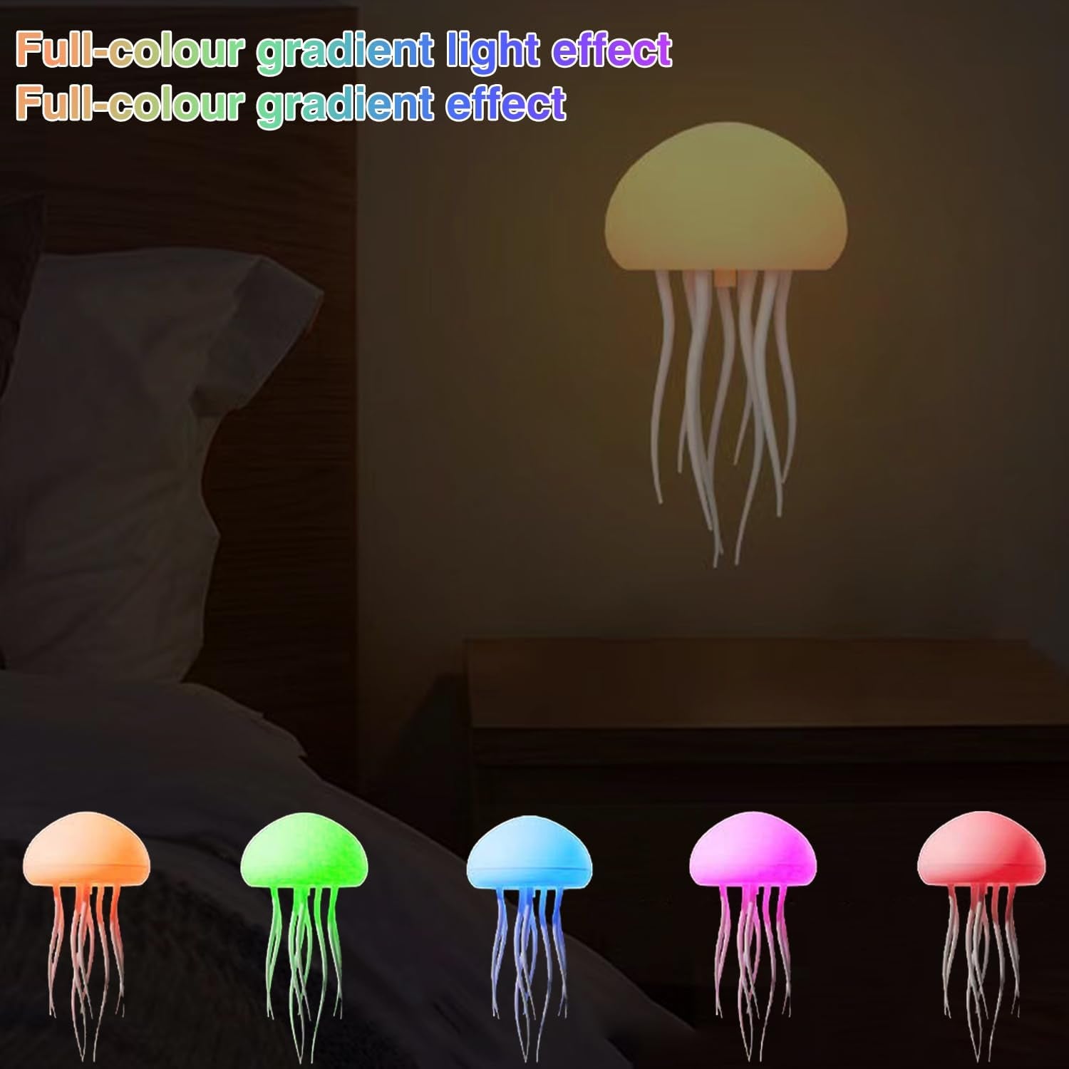 **"Mesmerizing Jellyfish Lamp: RGB Touch & Voice-Controlled LED Nightlight – Rechargeable Floating Jellyfish Table Lamp with Base for a Dreamy Bedroom Atmosphere!"