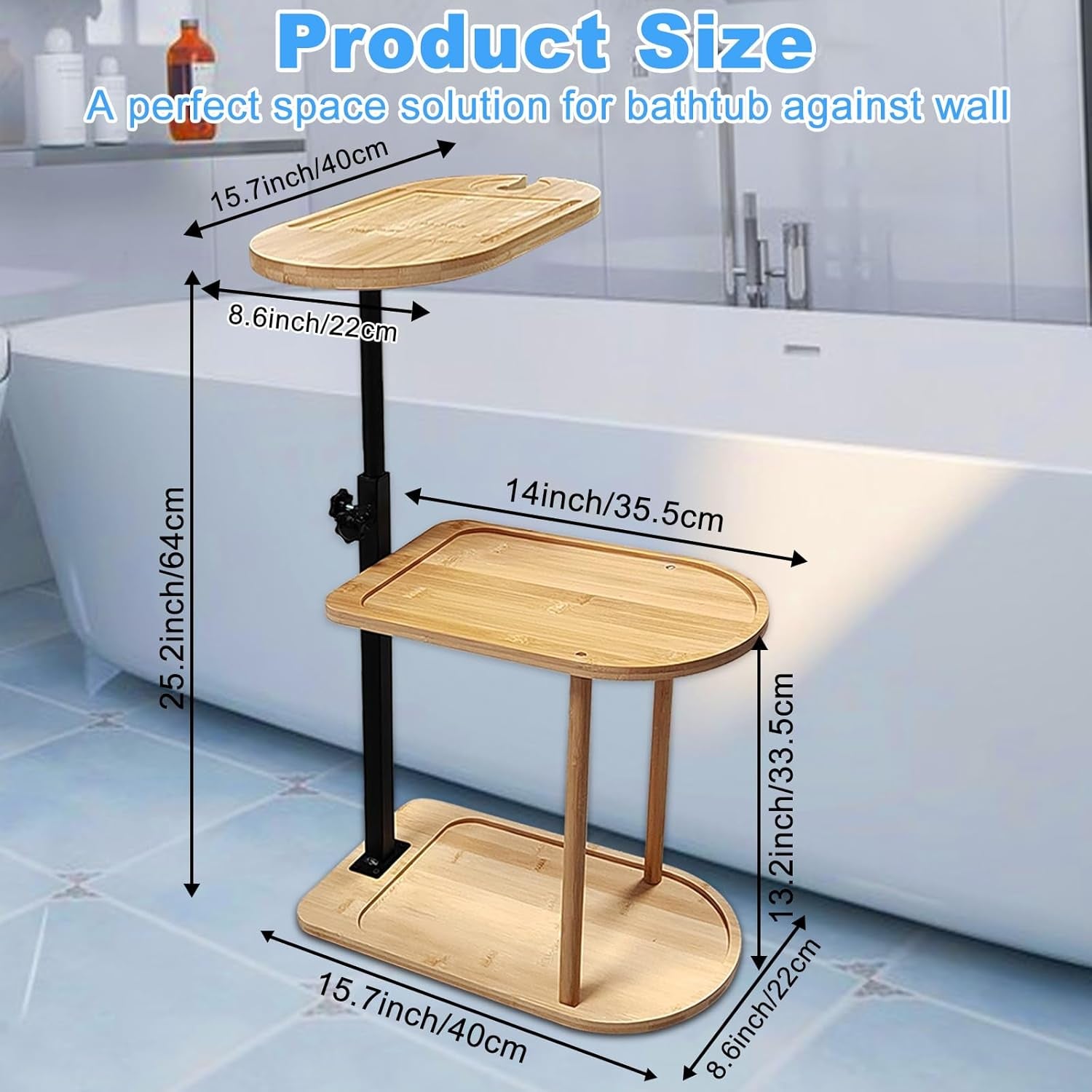 3 Layer Bamboo Bath Tub Tray Caddy – Freestanding Organizer for Luxury Spa Experience!